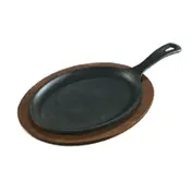 Lodge LOS3 Cast Iron Griddle, 10" x 7-1/2" Oval with Handle, Stove Top/Induction Safe, Made in USA 1 image