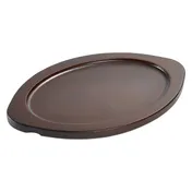 Winco CASG-10OUL Oval Sizzle Platter Underliner, Wood, 12-1/4" x 8-1/2" x -3/4" H, Contoured Handles 1 image