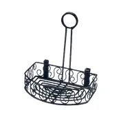 American Metalcraft CRS68 Condiment Caddy, 8-1/4" x 6-1/4" x 9" Black Wrought Iron, Menu Clip 1 image