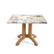 Grosfillex UT375815 Outdoor Square Table, 36" x 36" x 28-2/5"H, Molded Melamine Top with Balcony Pedestal Base, Umbrella Hole, UV Resistant Resin, Textured Wood Grain Satin Finish 1 image