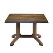 Grosfillex UT385816 Atlanta Outdoor Table, 48" x 32" x 28-2/5"H, Pedestal Melamine Base with Umbrella Hole, UV-Resistant Resin Textured Wood Grain Satin Finish, Made in France 1 image