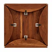 JustChair TTSWRE12-42/60-RWAL Square Expandable Table Top, 42" x 42" (60" Radius), 1.25" Solid German Beech Wood with Eased Edge, Steel Stability Cleats & Drop Leaf Hardware, Rustic Walnut Finish 1 image