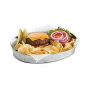 TableCraft GP129 Galvanized Dinner Platter, Oval 12" x 8-1/2" x 1-3/4", Steel, Hand Wash Only - 1/Each 2 image