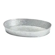 TableCraft GP129 Galvanized Dinner Platter, Oval 12" x 8-1/2" x 1-3/4", Steel, Hand Wash Only - 1/Each 1 image