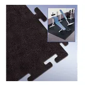 Cactus 2560-COC Tile Lock Weight Room Mat, 2" x 2" Black Rubber, 3/8" Thick Corner, Pebbled Surface 1 image