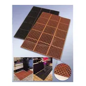 Cactus 3525-C1 Anti-Fatigue Floor Mat, 3' x 5', 7/8" Thick Rubber, Black, Slip-Resistant Drainage 1 image