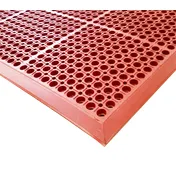 Cactus 4420-RCWB - Red 3'2" x 5'1" 3/4" Thick Anti-Fatigue Rubber Mat with Grease-Resistant Design 1 image