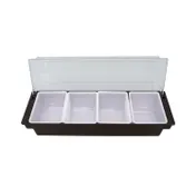 CAC China CDHL-4 4-Compartment Condiment Bar, Plastic Base, Black, BPA-Free, NSF Certified 1 image