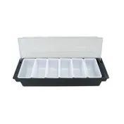 CAC China CDHL-6 6-Compartment Condiment Bar, Ice-Fillable Base, Black, BPA-Free, NSF Certified 1 image