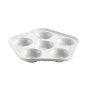 CAC China ESD-5 Escargot Plate, 5.5" x 5.5" x 1.25" White Porcelain, Safe, 6 Holes - 1 Dozen 1 image