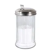 CAC China G2SP-12F Sugar Pourer Shaker, 12 oz Glass with Stainless Steel Flat Top - 1 Dozen 2 image