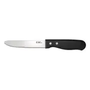 CAC China KPSK-50 Jumbo Steak Knife, 5" Stainless Steel Blade, Black Plastic Handle - 1 Dozen 1 image
