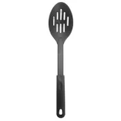 CAC China KUNL-SL02 Black Nylon Slotted Serving Spoon - Kitchen Hand Tool for Portion Control 1 image