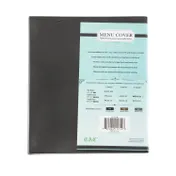 CAC China MCC4-11BK Menu Cover - 4-Panel Letter Size 8"5 x 11" Faux Leather Black Booklet 1 image