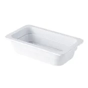 CAC China MLBF-104-W Melamine Buffet Pan, 1/4 Size, 2-1/2" Deep, White - 1 Dozen 1 image
