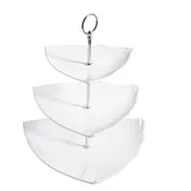 CAC China PTE-T3 3-Tier Porcelain Serving Tray, 11-3/4" Base, Super White, Dishwasher Safe - Set 1 image
