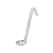 CAC China SLD6-05 Ladle, 1/2 oz. Bowl, 6" Hooked Handle, One-Piece, Stainless Steel 1 image