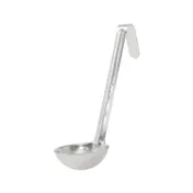CAC China SLD6-15 Ladle, 1-1/2 oz. Bowl, 6" Hooked Handle, One-Piece, Stainless Steel 1 image