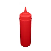 CAC China SQBT-W-12R - Red Plastic 12 oz Wide-Mouth Squeeze Bottle Leak-Proof Cap BPA-Free - 6/Pack 1 image