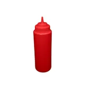 CAC China SQBT-W-32R - 32 oz Red Plastic Squeeze Bottle, Wide-Mouth Open Tip, Leak-Proof Cap, BPA-Free, 6/Pack 1 image