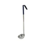 CAC China SSLD-20BL Ladle, 2 oz., 12"L, One-Piece, Blue Handle, Stainless Steel 1 image
