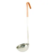 CAC China SSLD-80OR Ladle, 8 oz, 14-7/8"L, One-Piece, Orange Handle, Stainless Steel 1 image
