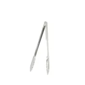 CAC China SSUT-12-05 Utility Tongs - 12" Length, Stainless Steel, Black & Cherry Handles 1 image