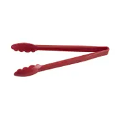 CAC China UTKU-12R Utility Tongs - 12" Length, Red Plastic Construction, Non-Coated Handle 1 image