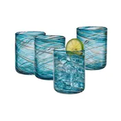 Mikasa 5308418 Breeze Double Old Fashion Glass, 15 oz, 3.31"W x 3.31"D x 4.33"H, Blue, Glass 3 image