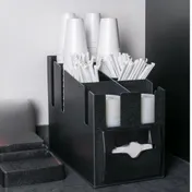 Vollrath CTNCLS-06 Napkin Dispenser 9-1/16"Wx19-1/4"Dx15-3/16"H Holds 100 Black ABS Napkins Cup Lid 2 image