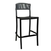 Grosfillex UT827017 Tahoe Bar-Height Barstool with Rope Weave Design, Heather Gray/Black 1 image