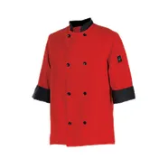 Chef Revival J134TM-XS Jacket, X-Small, 3/4 Sleeve, Poly/Cotton, Tomato Red, Black Collar & Cuffs 1 image