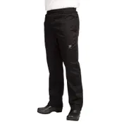 Chef Revival P020BK-L Large Baggy Chef's Pants, Black Poly/Cotton, Waistband Drawstring, 4 Pockets 1 image