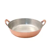 Korin TK-1160 Tempura Pot, 10-1/2" dia. x 2-1/2"H, Round, Double Handle, Copper 1 image