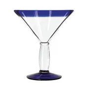 Libbey 92306 Cocktail Glass - 15 oz Stem, Cobalt Blue Rim & Foot, Dishwasher Safe - 12/Case 1 image