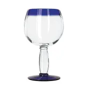 Libbey 92309 Aruba Cocktail Glass, 16 oz, Cobalt Blue Rim, Round, Hand Blown Glass - 12/Case 1 image
