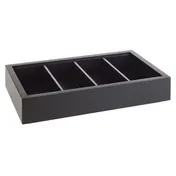 APS Germany APS 14956 Cutlery Tray, GN 1/1, 20-7/8" L x 12-7/8" W x 4-3/8" H, 4-Section Wood, Black - 1/Case 1 image