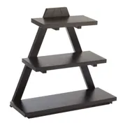 APS Germany APS 14966 - Triangular 3-Tier Buffet Stand 20"7/8" L x 8"3/8" W Black Wood - 1/Case 1 image