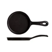 Libbey CIS-15 Round Cast Iron Skillet, 5" Diameter, Black Finish with Handle - 12/Case 1 image