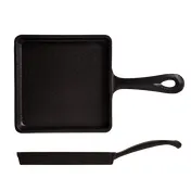 Libbey CIS-16 Square Cast Iron Sizzle Platter, 5 1/2" x 5 1/2" Black Finish with Handle - 12/Case 1 image