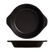 Libbey CIS-17 Round Cast Iron Platter, 7" Diameter, 6 1/2" Bottom, 1-1/4" Height, Black Finish - 6/Case 1 image