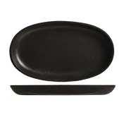 Libbey CIS-18 Oval Cast Iron Sizzle Platter, 9" Top x 6-1/2" Bottom, Black Finish, No Handle - 12/Case 1 image