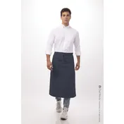Chef Works 122A-NAV-0 Bistro Waist Apron, 32" L x 27 1/2" W, 2 Patch Pockets, Navy, 65/35 Poly/Cotton 1 image