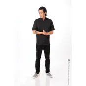 Chef Works BCSZ009-BLK-5XL - Short Sleeve Chef Coat, 5XL Twill, Thermo & Phone Pockets, Apron Snap 1 image