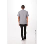 Chef Works BCSZ009-GRY-4XL - Men's Short Sleeve Chef Coat, Gray 4XL, 65/35 Poly/Cotton Twill 2 image