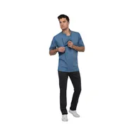 Chef Works BCSZ009-SKY-S Springfield Chef Coat, Sky Blue, Short Sleeve, Cotton Twill, Zipper, Vent 1 image