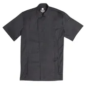 Chef Works CES02-BLK-S Short Sleeve Black Chef Coat, Size S, 65/35 Poly/Cotton Twill, Cool Vent 1 image