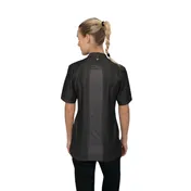Chef Works CES05W-BLK-M Women’s Chef Coat, Medium Black Denim, Short Sleeve, Snap Closure, Slim Fit 2 image
