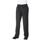 Chef Works CVBP-BLK-L Baggy Chef Pants, Large Black 65/35 Twill, Waistband, Zipper Fly, Back Pockets 1 image