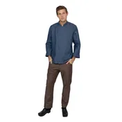 Chef Works EXDZ001-IBL-M Gramercy Chef Coat, Indigo Denim, 100% Cotton, Zipper, Apron Holder 1 image